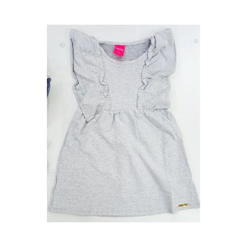 VESTIDO GRIS CON VOLADO T10