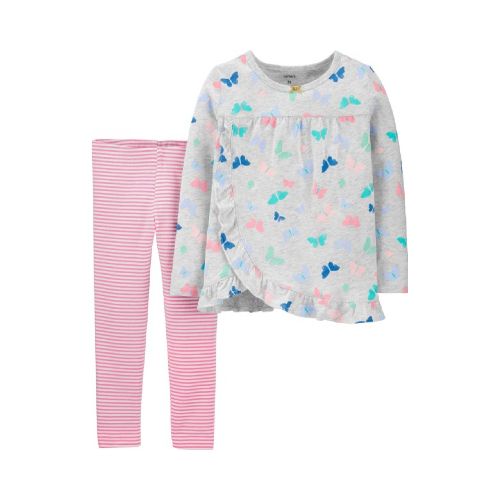 SET DOS PIEZAS BLUSA MANGA LARGA MARIPOSAS Y PANTALÓN A RAYAS 12M