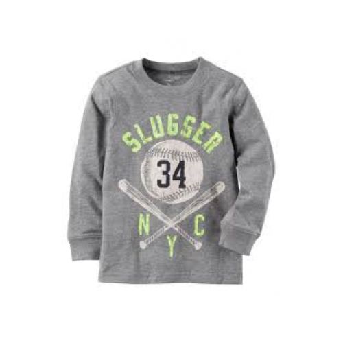 CARTERS REMERA ML ESTAMPA SLUGGER GRIS 5T