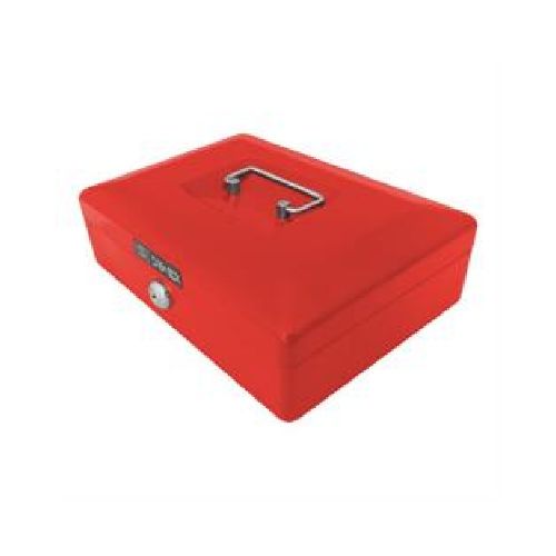 CAJA FUERTE METALICA CON LLAVE 25 X 18.5 ROJA