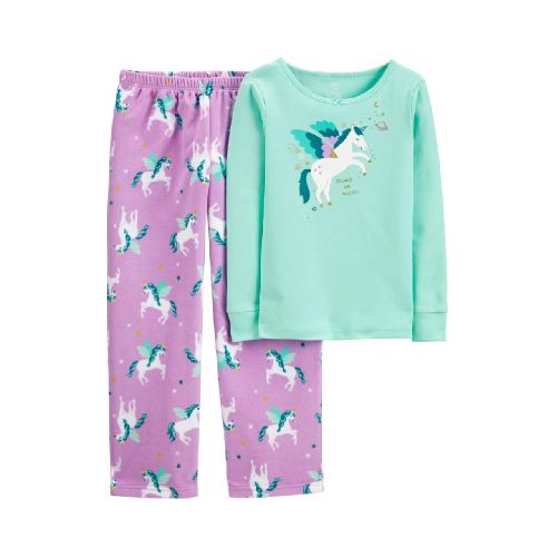 PIJAMA 2 PIEZAS UNICORNIO ALGODON Y MICROPOLAR NIÑA CARTERS 7T