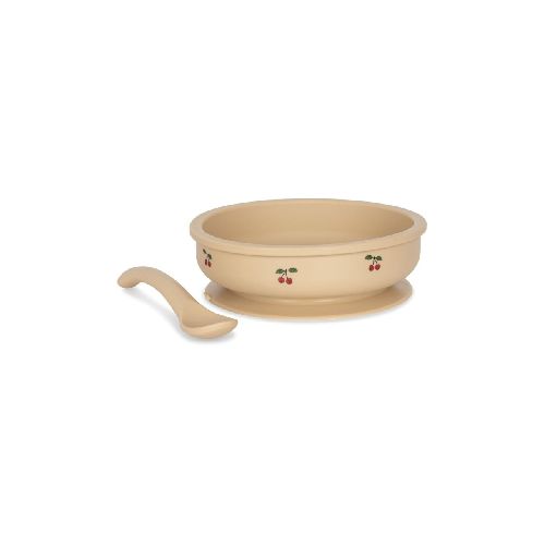 Bowl & Spoon Silicone Set - Cherry Konges Sløjd Sløjd 