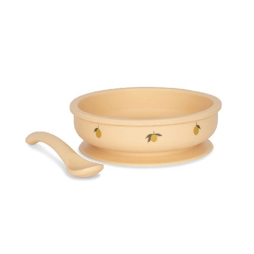 Bowl & Spoon Silicone Set - Lemon Konges Sløjd Sløjd 