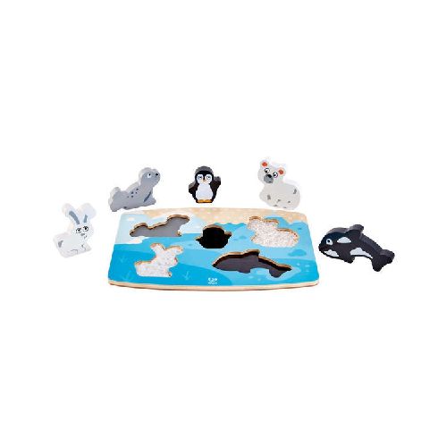 Puzzle Tactil Animales del polo 6 pcs Hape 