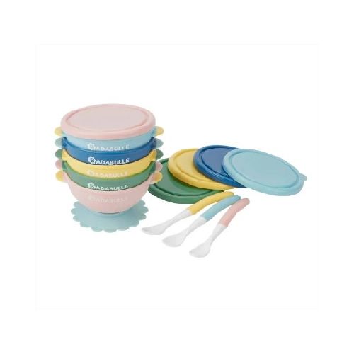 Set x 5 bowls con ventosa y 3 cucharas Badabulle 