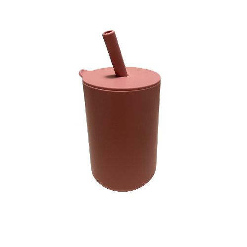 Vaso silicona con pajita Rosado Storki 