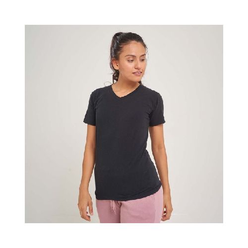 Camiseta Dama V Negra Spandex