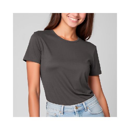 Camiseta dama rib gris topo