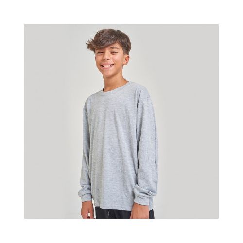 Camiseta Niño manga larga con puño Gris melange