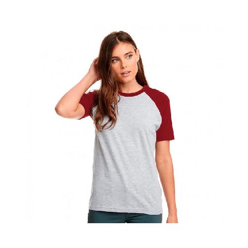 Camiseta Dama Subliprint gris melange/rojo