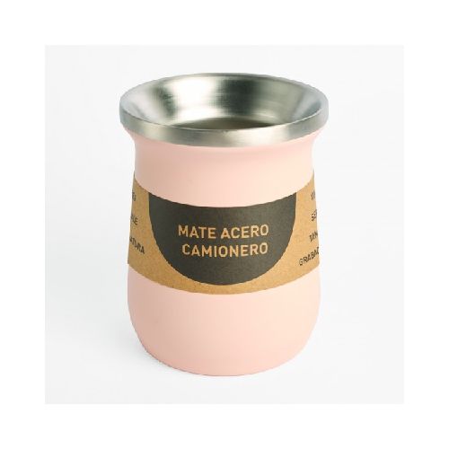 Mate Acero Camionero 260ml Rosado