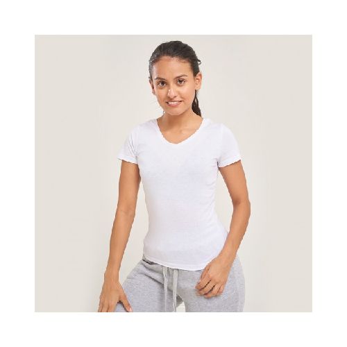 Camiseta dama SW Urban cuello V blanca