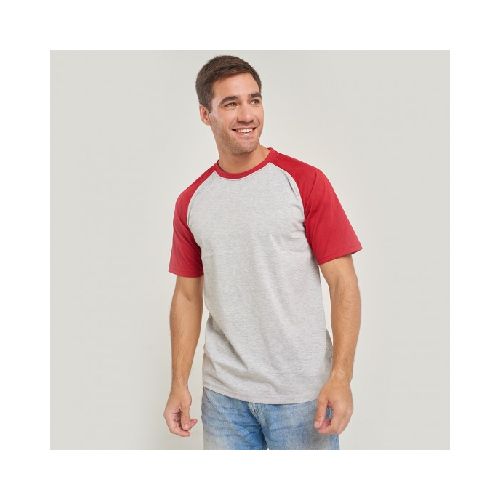 Camiseta Subliprint gris melange/rojo