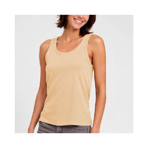 Musculosa dama rib beige