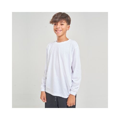 Camiseta Niño manga larga con puño Blanca