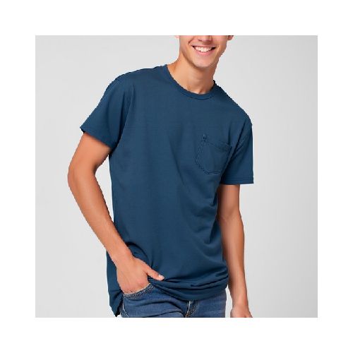 Camiseta pocket azul piedra