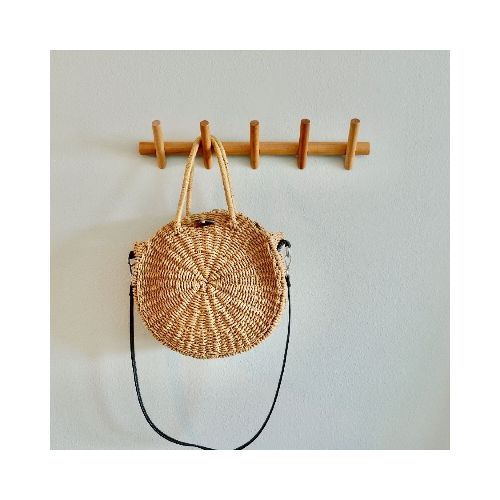 Perchero de pared 5 ganchos madera bambú — Buho Store