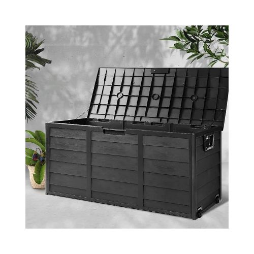 Caja Baúl para Exterior con Ruedas Negro | Búho Store — Buho Store