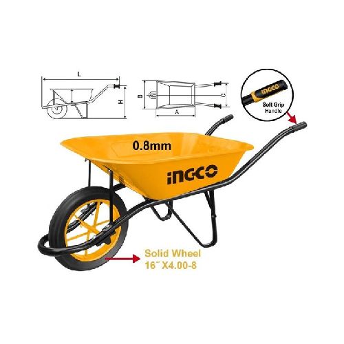 Carretilla 130 kg rueda maciza Ingco - Ynter Industrial