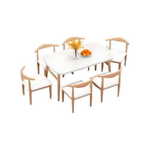 Juego de Comedor Nórdico Mesa Blanca + 6 Sillas