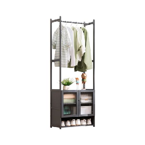 Perchero Bambu de Pie 52x31x170cm 3 Estantes Gris