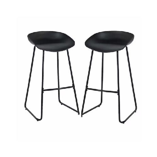 Taburete Alto Negro Minimalista Industrial Hierro Set X2