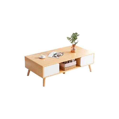 Mesa Ratona Auxiliar 100x50cm Natural Estante 2 Cajones