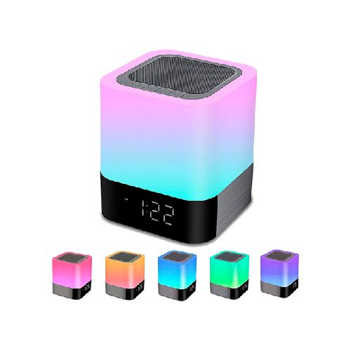 Parlante Reloj Despertador Bluetooth Veladora RGB Recargable GT-1412