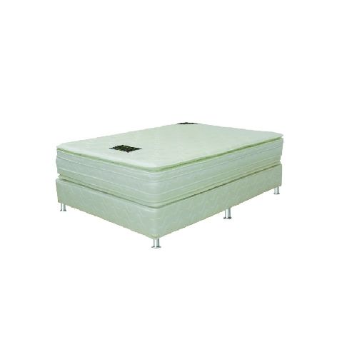 Conjunto Sommier 2 Plazas Línea Aqua Colchón Espuma D23 Capitoneado Doble Pillow 140x190x27