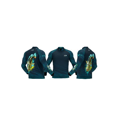 Camiseta de Pesca Presa Viva Protección UV 30+ Tucunaré Azul - Camping Shop