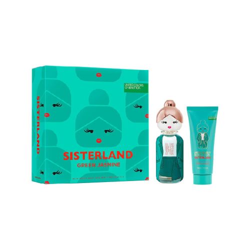 Set Perfume Para Mujer Benetton Sisterland Green Jasmine EDT 80ml + Body Lotion 75ml — San Roque