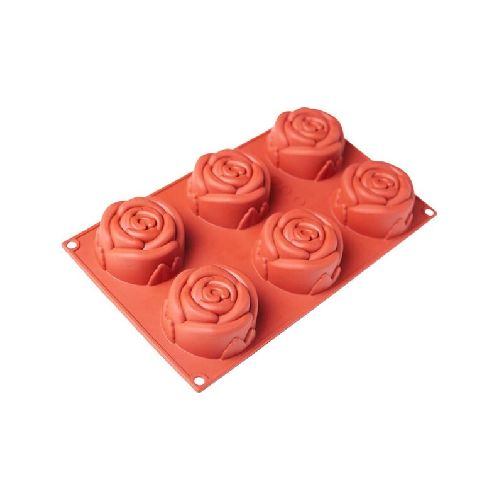 Molde De Silicona Redondo Flor Rosas 6 Cavidades - Bazar Del Cocinero