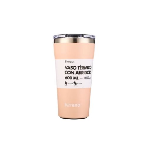 Vaso Térmico Terrano Con Destapador Rosado 600 Ml 