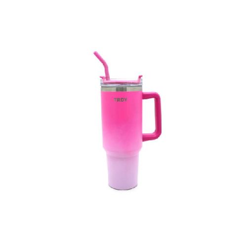 Vaso Térmico Trendy Con Tapa Y Sorbete Rosa 1.2 L 