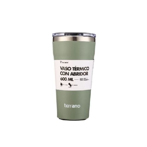 Vaso Térmico Terrano Con Destapador Verde 600 Ml 