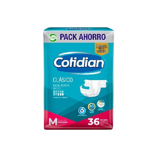 Pañales Para Adultos Cotidian clásico M 36 Unidades 