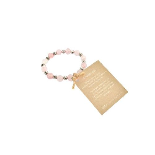 Pulsera D'alma Con Elástico Y Cuarzo Rosa 