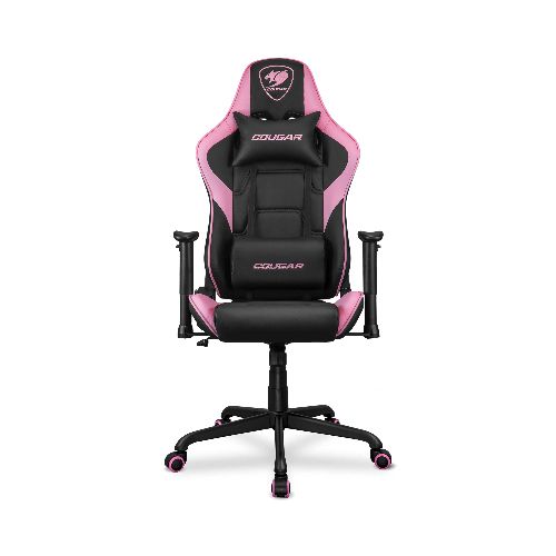 Silla Gamer Profesional Cougar Armor Elite Eva Cuero PVC Marco de Acero Calidad Premium - Negra y Rosa