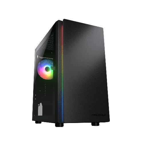 Gabinete Gamer compacto Cougar Purity Negro con línea RGB y Fan ARGB Vidrio Templado