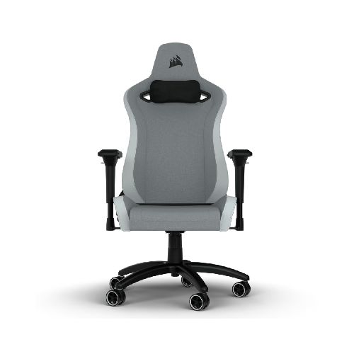 Silla Gamer Profesional Corsair TC200 Soft Fabric Tela Confortable y Duradera 4D Acero Reforzado 121Kg - Gris y Blanca