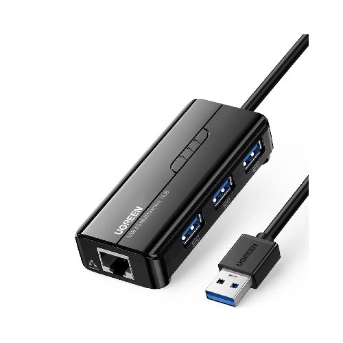 Adaptador de Red Ugreen 20265 de USB 3.0 a Rj45 Ethernet Gigabit + HUB USB 3.0 x3 Puertos