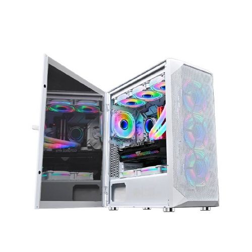 Gabinete Gamer Shot Gaming Pro Series Shot-Sup-230B-Black Rejilla Cristal Templado PSU Cover - Blanco