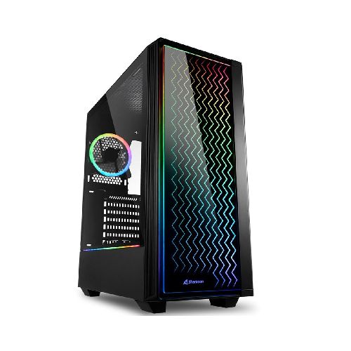 Gabinete Gamer Sharkoon RGB LIT 200 Negro 2 Fanes Pre instalados Panel Vidrio Frente con ondas LED