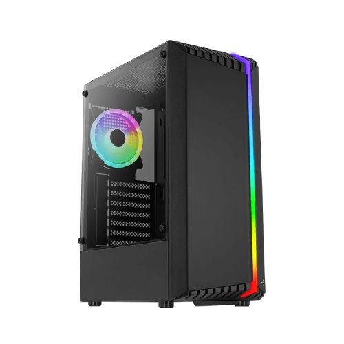 Gabinete Gamer Aerocool Bionic Black Lateral Vidrio Templado + Fan Cooler RGB - Negro