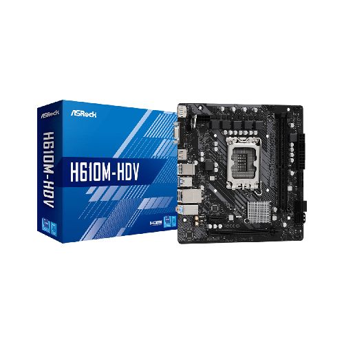 Motherboard ASRock H610M-HDV DDR4 Socket LGA 1700 Intel Generaciones 12, 13 y 14 PCIe 4.0 Gigabit LAN