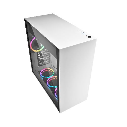 Gabinete Gamer ATX Sharkoon Pure Steel Minimalista Edición Gaming Modding - Blanco