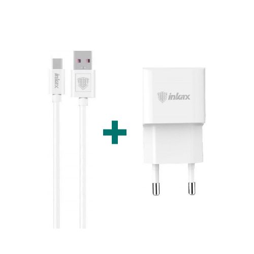 Cargador Inkax CD-27 5V/2.1A 220v a Puerto USB + Cable USB Tiopo C 1 Metro