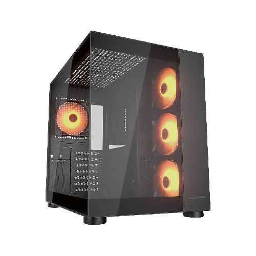 Gabinete Gamer Cougar FV150 RGB (Black) 4 Fanes ARGB Doble Panel de Vidrio Templado - Negro