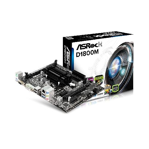 Motherboard ASRock D1800M microATX con Micro Procesador integrado Intel Celeron Dual Core J1800