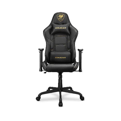 Silla Gamer Profesional Cougar Armor Elite Royal Cuero PVC Marco de Acero Calidad Premium - Negra con Dorado